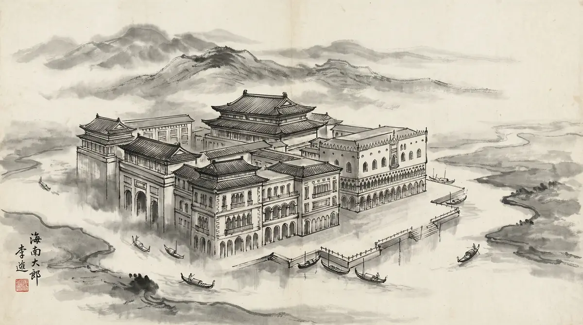 ag百家乐金沙国际度假村水墨画全景