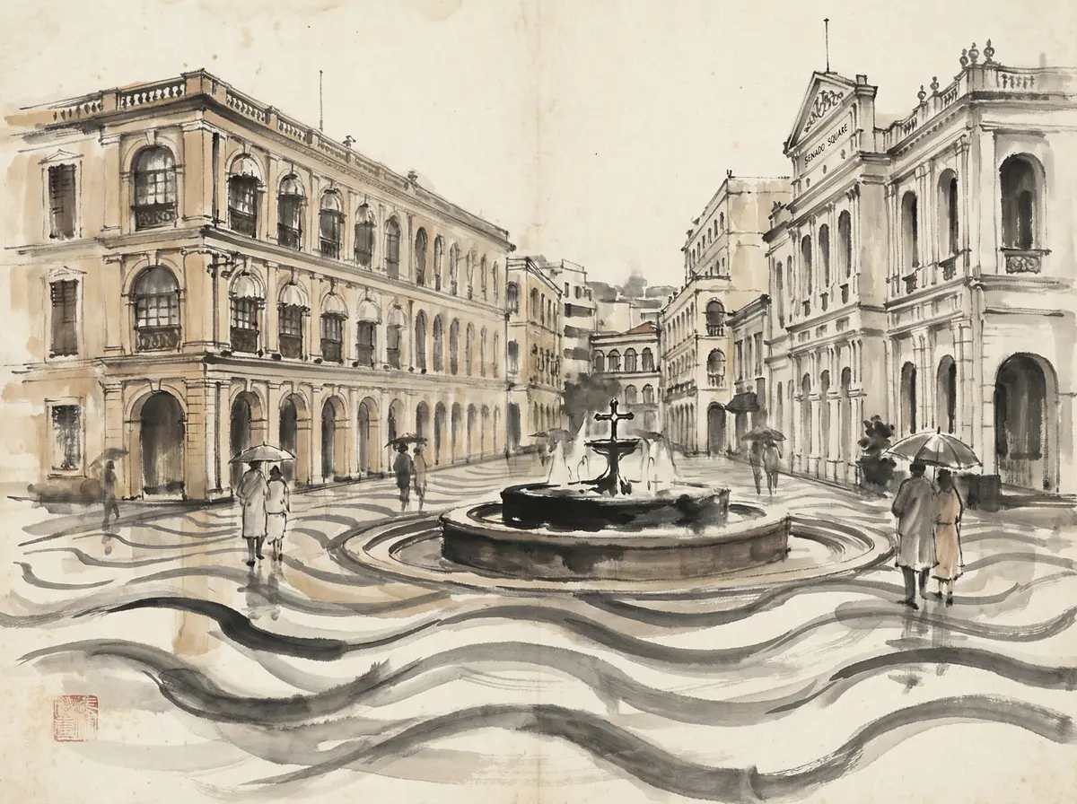 ag百家乐推荐澳门议事亭前地水墨画风格